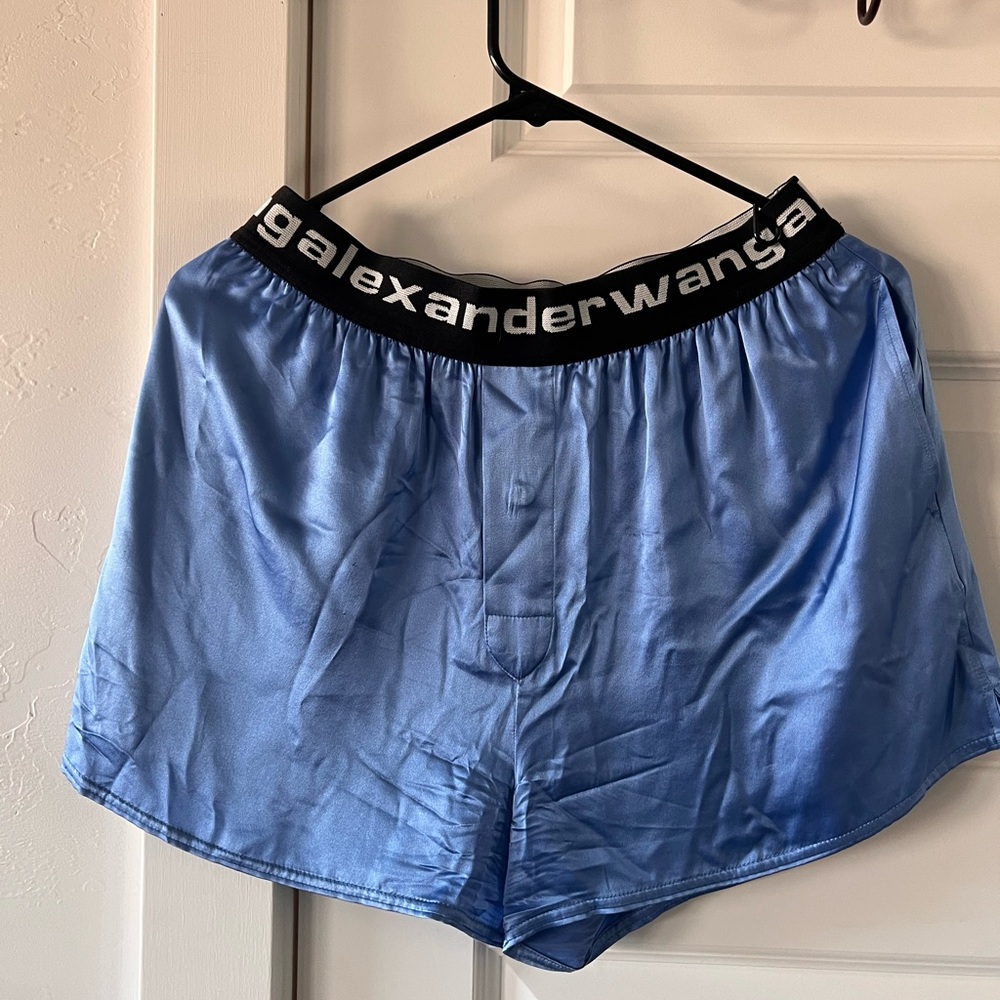 Alexander Wang Blue Satin Shorts